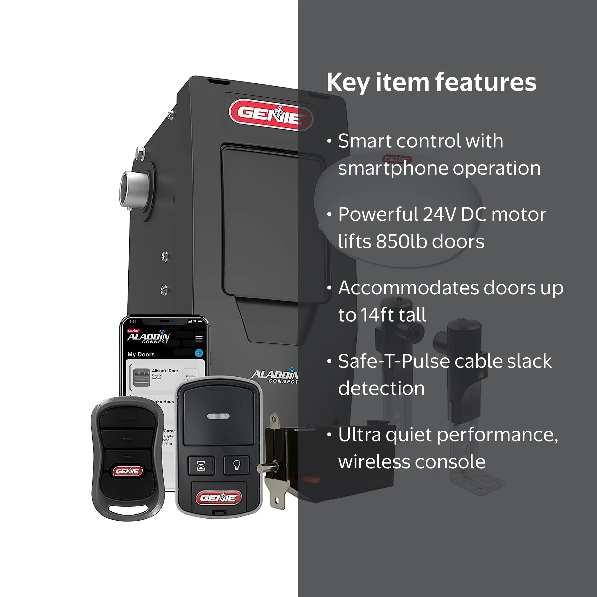 Genie 6172H-O Smart Garage Door Opener with Aladdin Connect, Wall