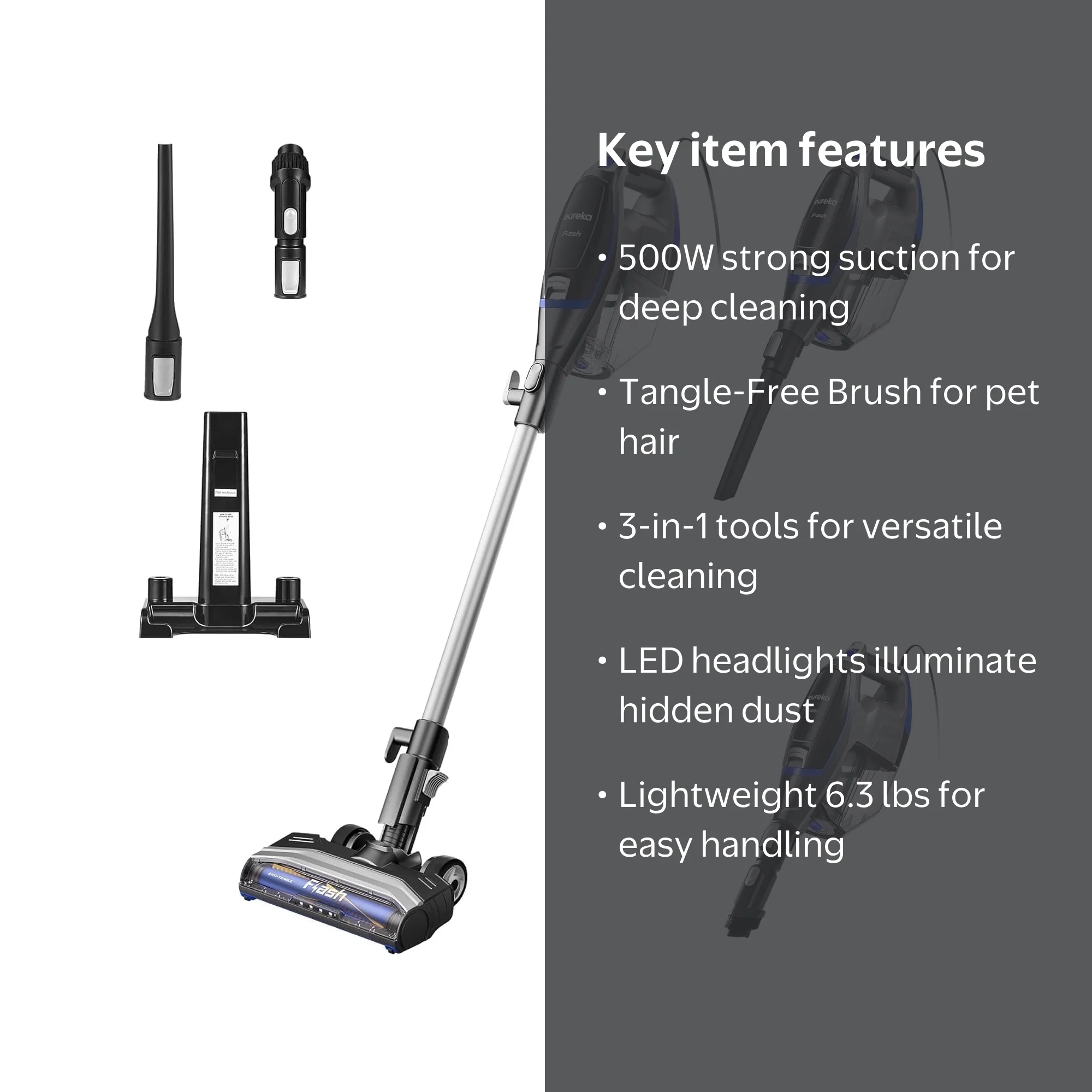 Eureka, Corded Stick Vacuum, NES520BL, Pet Hair Brush - Walmart.com