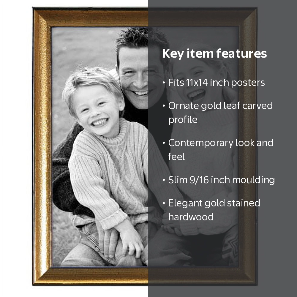 MCS Solid Wood Gold Leaf Picture Frame, 11x14 - Walmart.com