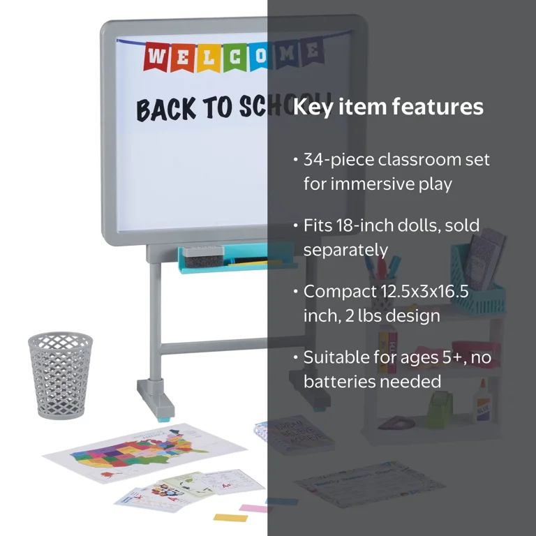 My Life As Classroom Play Set for 18-inch Dolls, 34-Piece