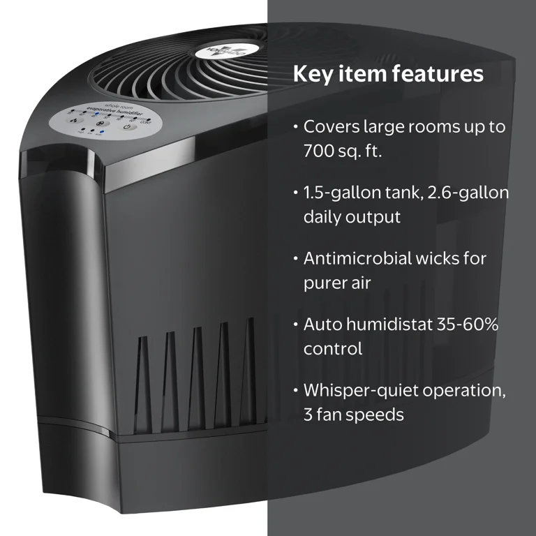 Vornado Bedroom Evap3 Evaporative Humidifier, 700 sq ft Coverage