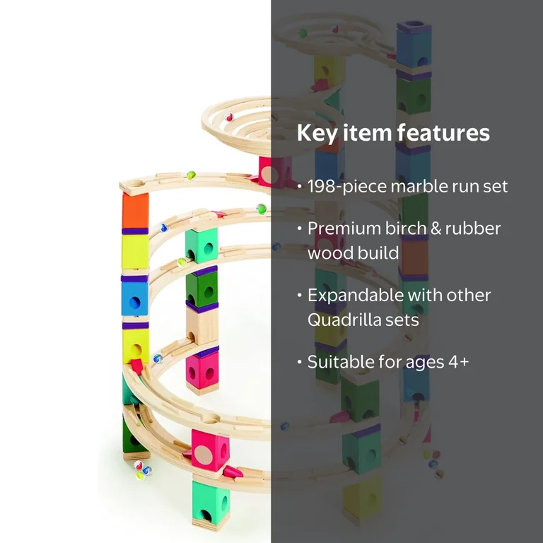Free Shipping! Hape Quadrilla Wooden Marble Run Construction, The