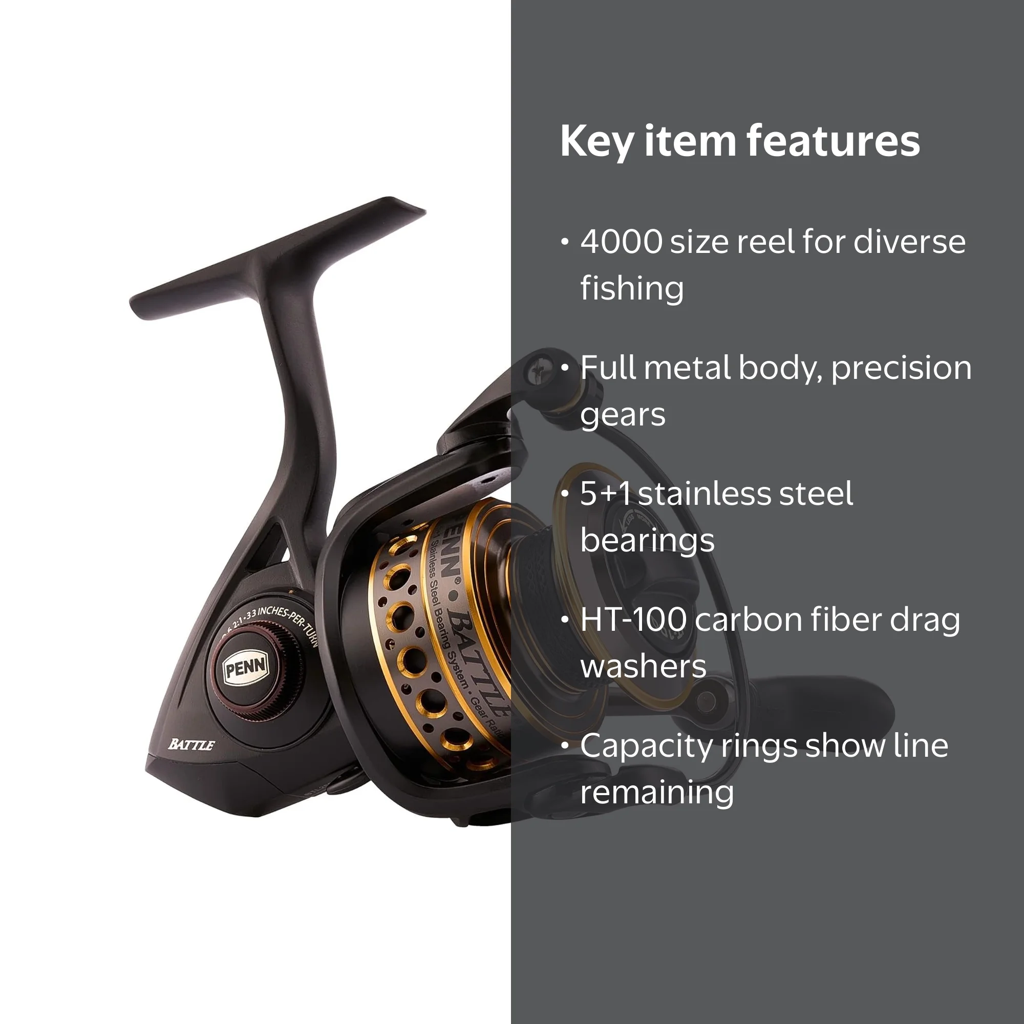 penn battle btlii4000 spinning reels black gold smoke III Reel Superline Spool Battle Spinning Reel