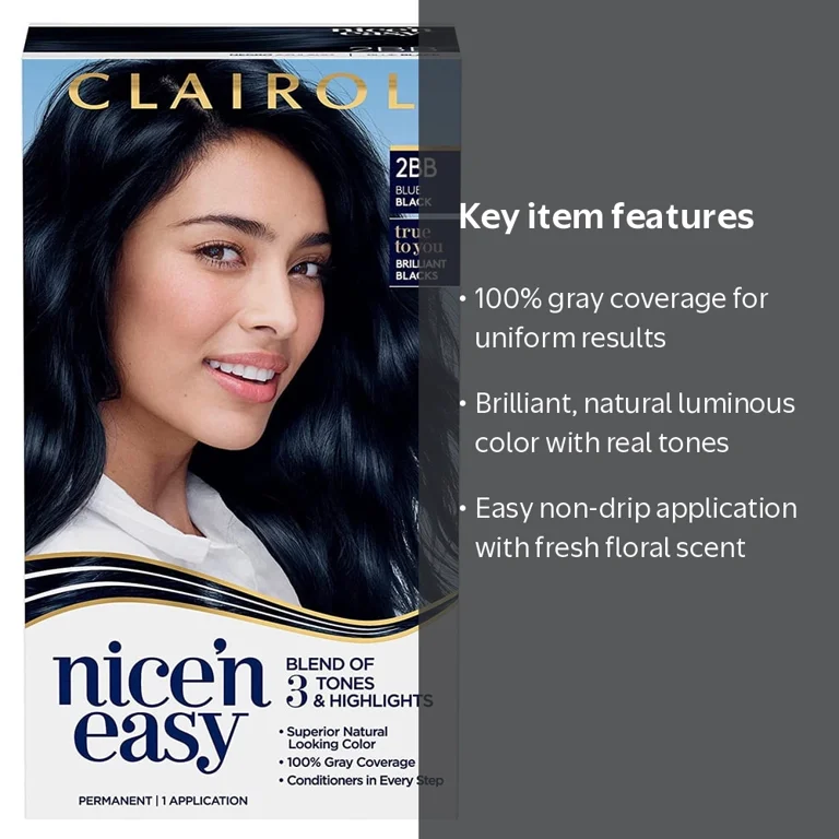 Clairol Nice'n Easy Permanent Hair Color Cream, 2BB Blue Black
