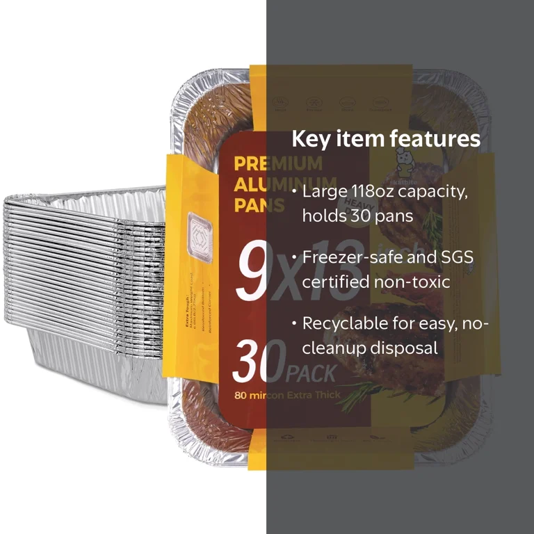Katbite, Aluminum Foil Pans, 9x13, 30 Pack, Silver - Walmart.com