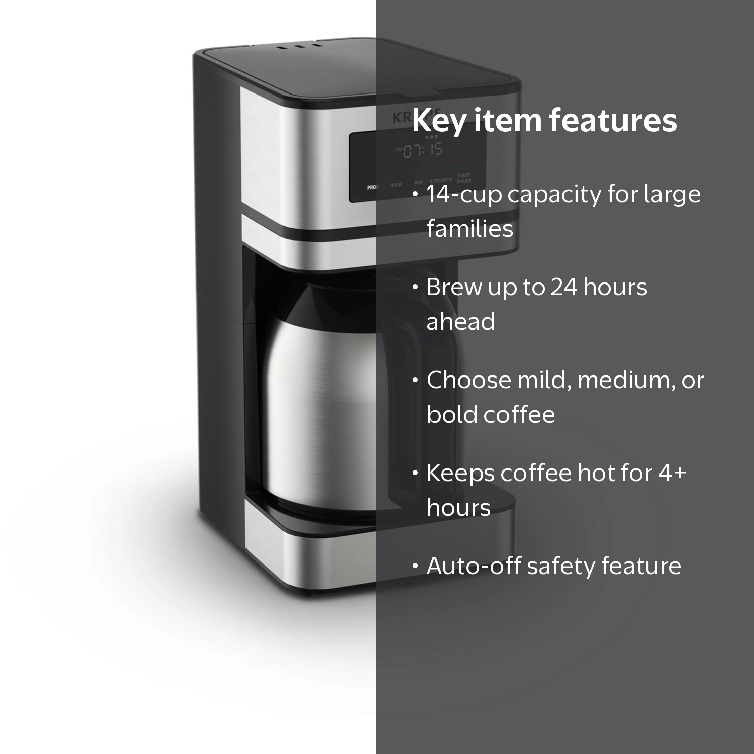 KRUPS, Filter Coffee Maker, 14 Cups, Thermal Carafe - Walmart.com