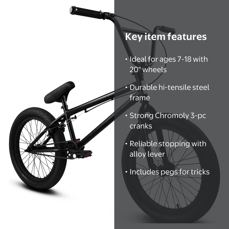 elite 20 bmx bicycle the stealth freestyle bike - 20 x 2.4 (20 Bike) 16x 2.4 for (16Bike) DRIVER Elite Stealth BMX Bike Black