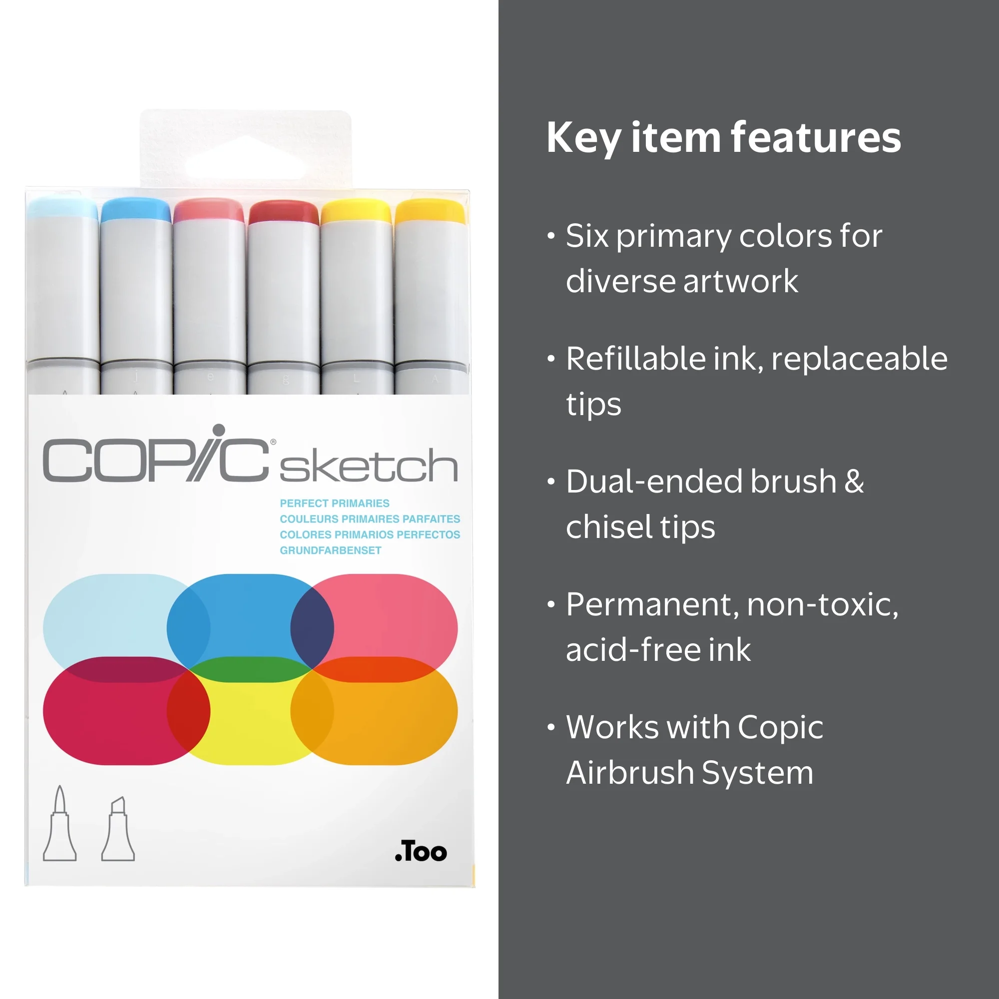 Copic Sketch Marker Set, 6-Colors, Perfect Primaries - Walmart.com Copic Sketch Marker Set, 6-Colors, Perfect Primaries - Walmart.com