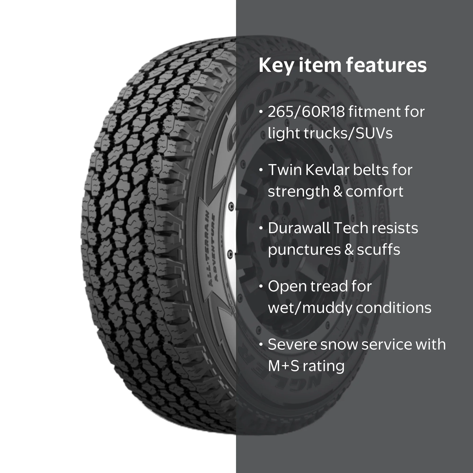 Goodyear Wrangler 265/60R18 110T All-Terrain Adventure Light Truck