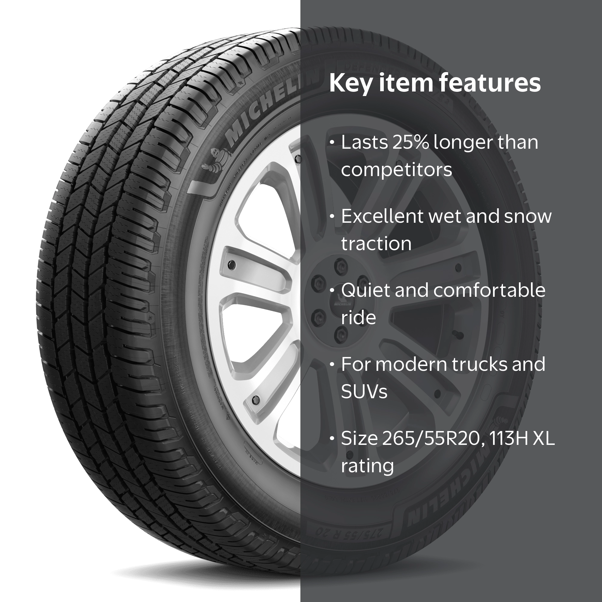 Michelin Defender LTX MS2 265/55R20 113H XL Tire for Truck & SUV