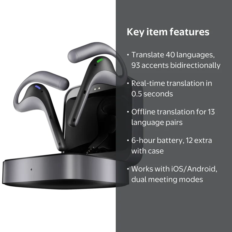 Timekettle, W4 Pro AI Interpreter Earbuds, Grey, 40 Languages