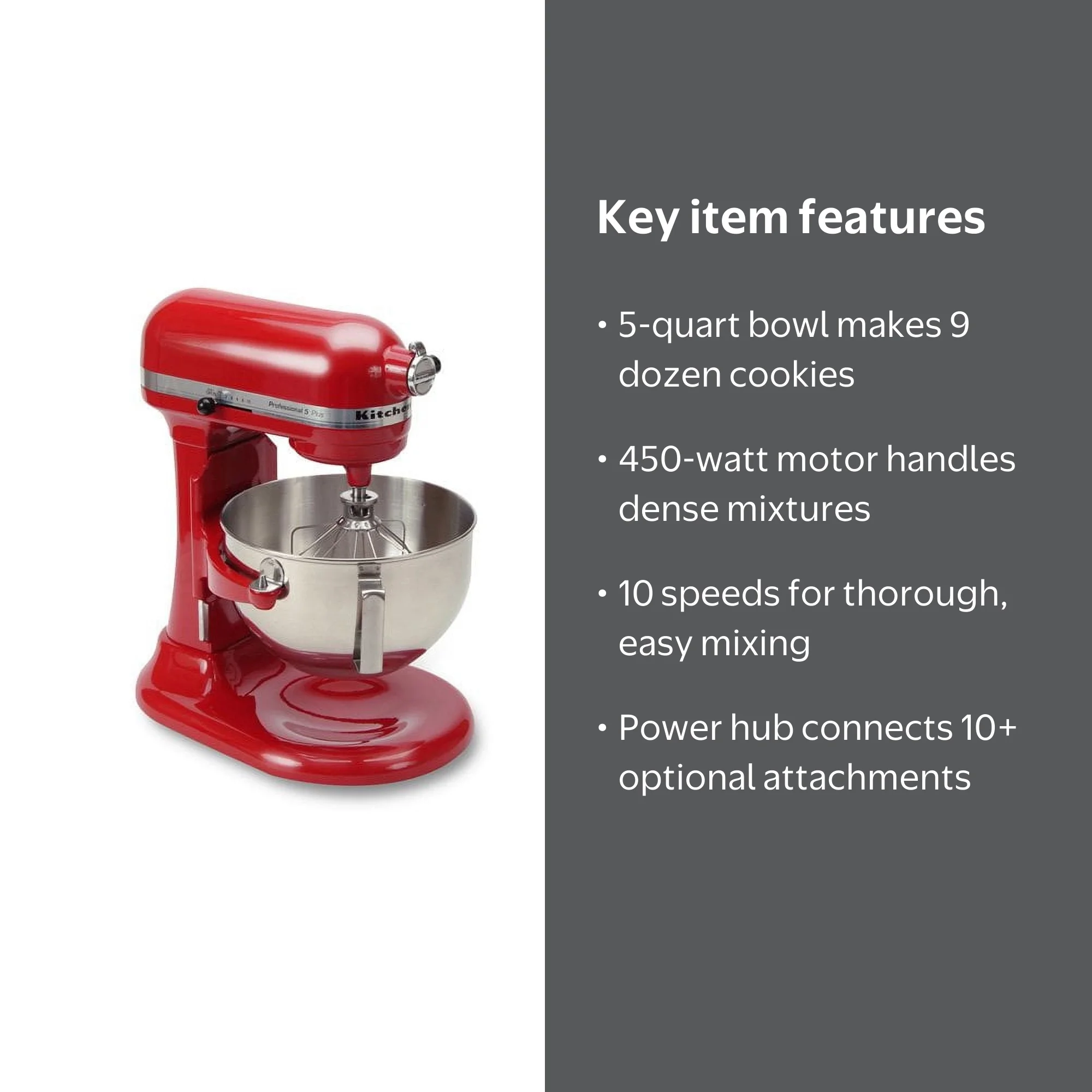 KitchenAid KV25G0XER Red Artisan 5-Quart 450-Watt Stand Mixer