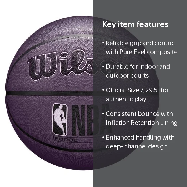 Wilson, NBA Forge Indoor/Outdoor Basketball, Size 7, Purple 29.5