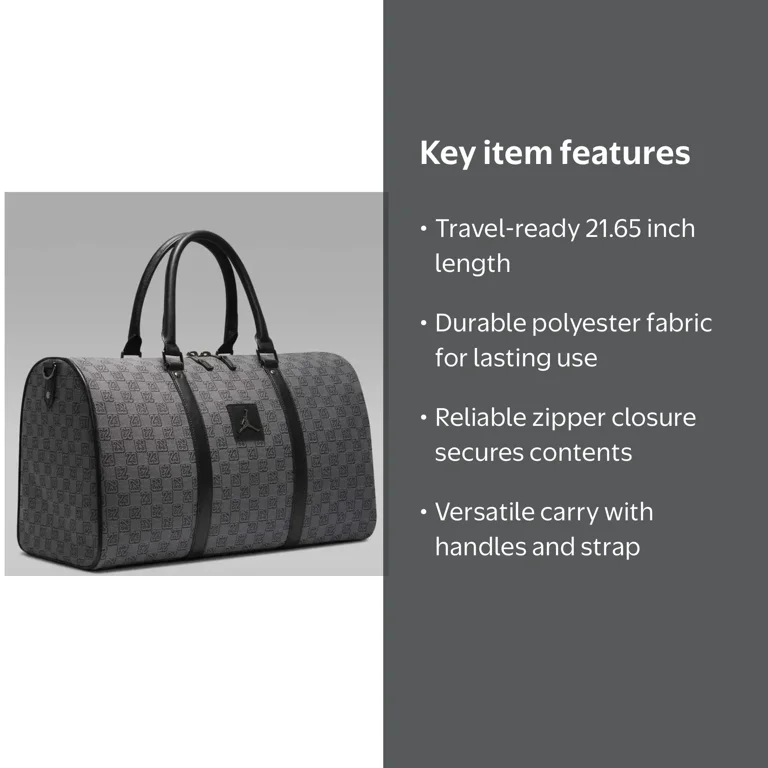 Jordan, Monogram Bag, Anthracite, Polyester, Travel Duffel