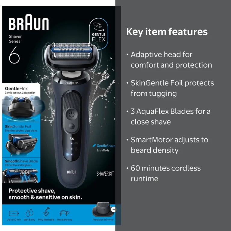 Braun Electric Razor for Men Series 6, S6 6120s, Wet & Dry