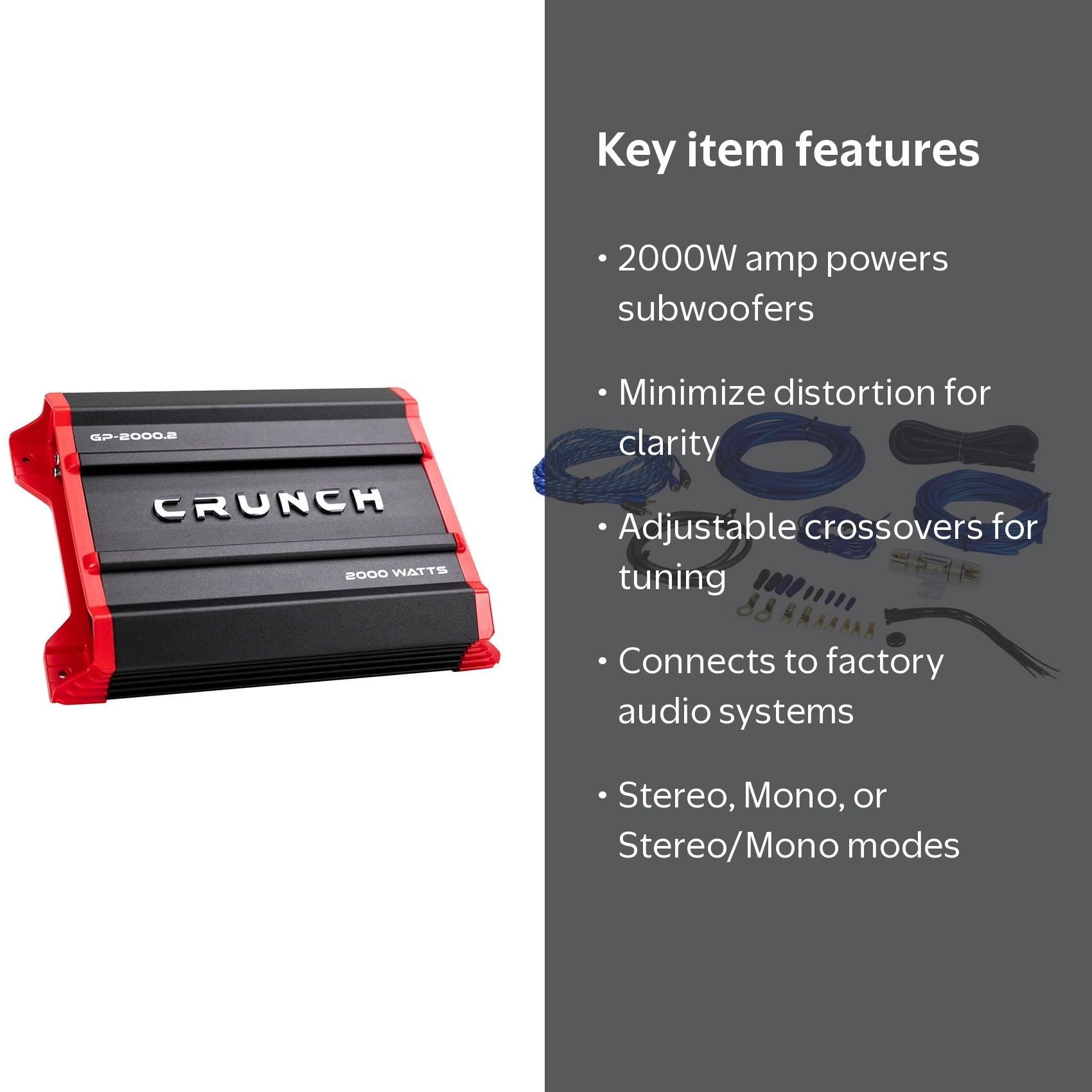 Crunch GP-2000.2 Ground Pounder 2000 Watt 2-Channel Car Stereo