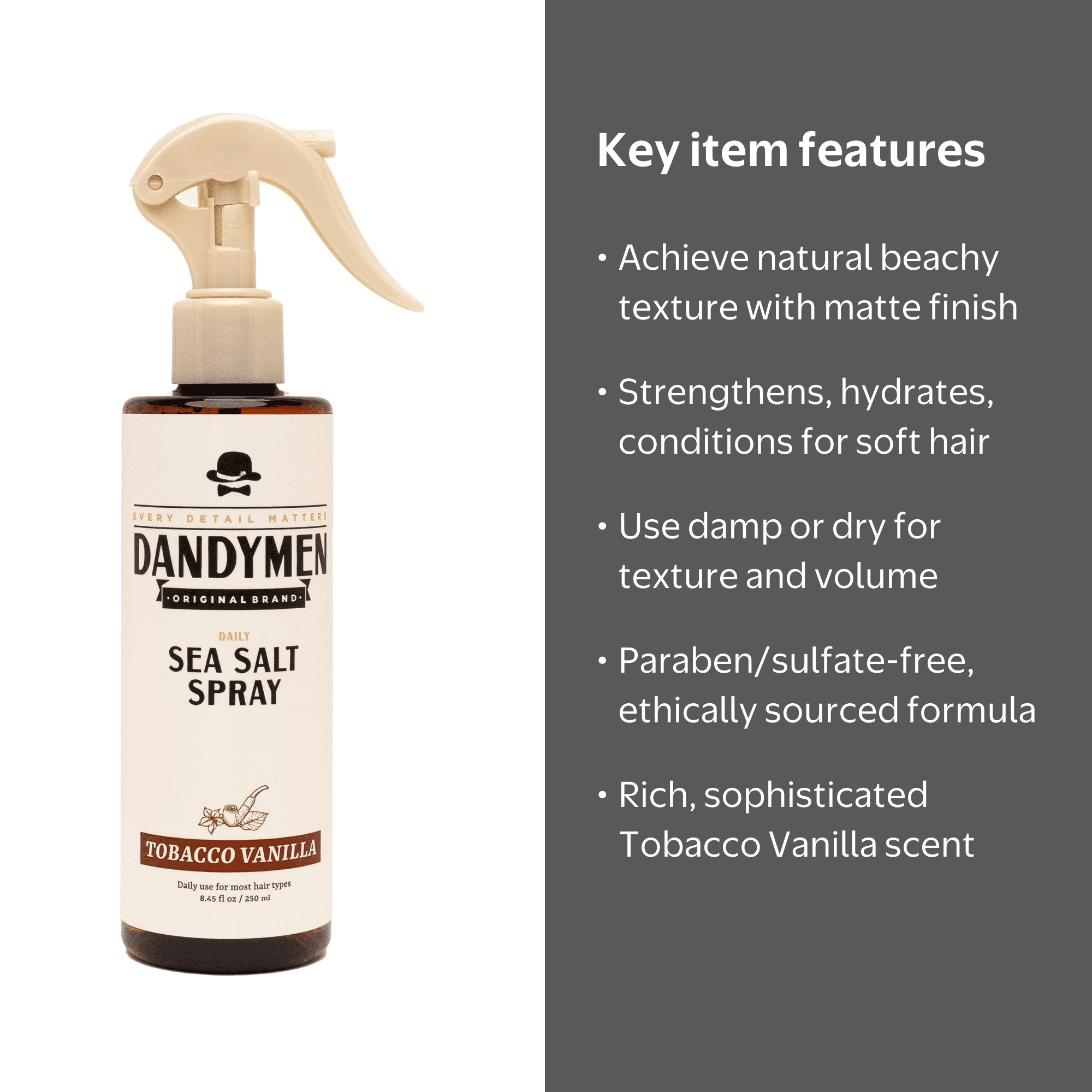 DANDYMEN COLLECTION No-Fuss Men's Vanilla Sea Salt Spray 8.45 oz