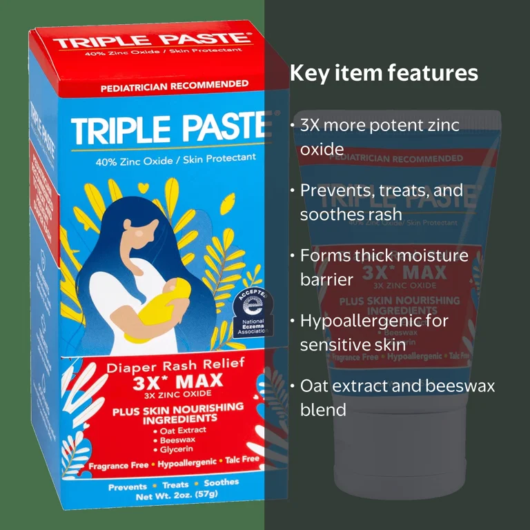 Triple Paste, Diaper Rash Ointment, 2 oz, Severe Relief - Walmart.com