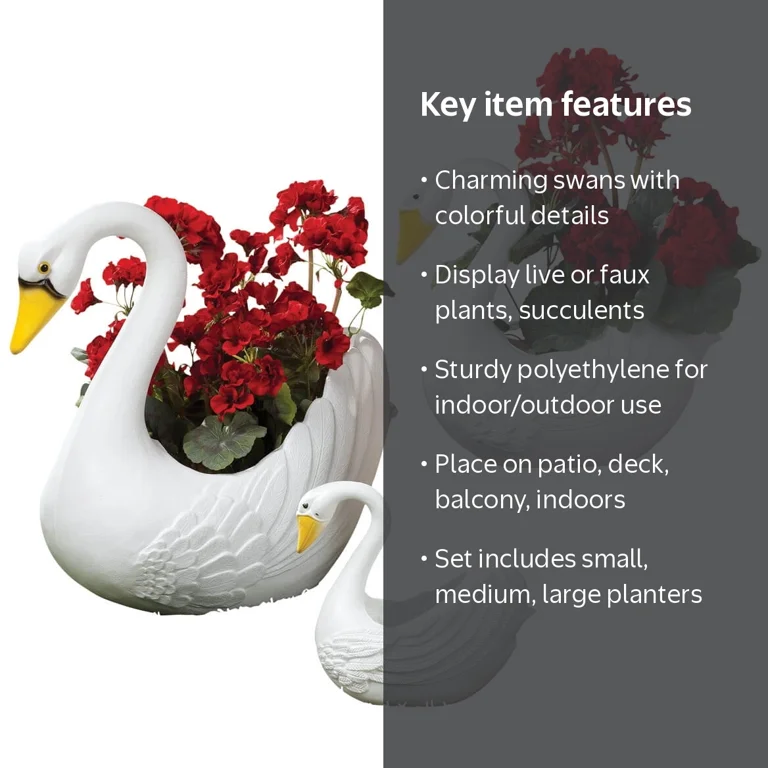 Fox Valley Traders, Classic Indoor Outdoor White Swan Planters