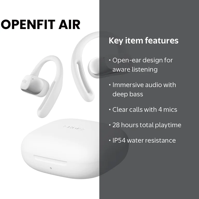 Shokz, Open-Ear Wireless Headphones, True Wireless Earbuds, White
