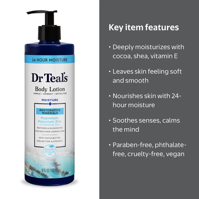 Dr Teal's Body Lotion, Restorative Minerals with Magnesium
