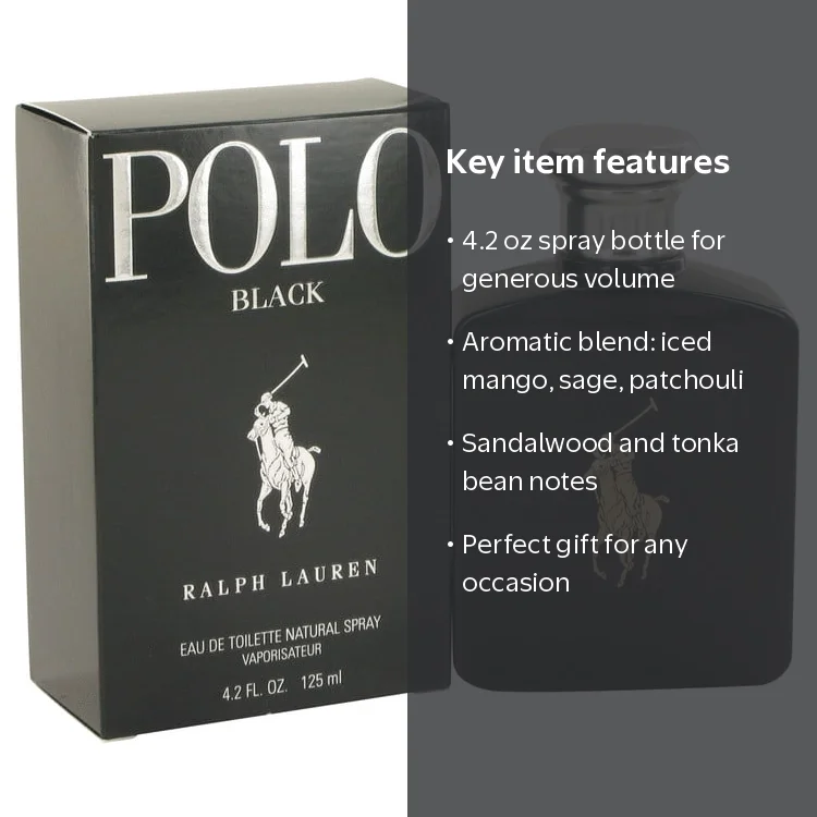 Ralph Lauren, Eau De Toilette Spray for Men, 4.2 oz, Polo Black