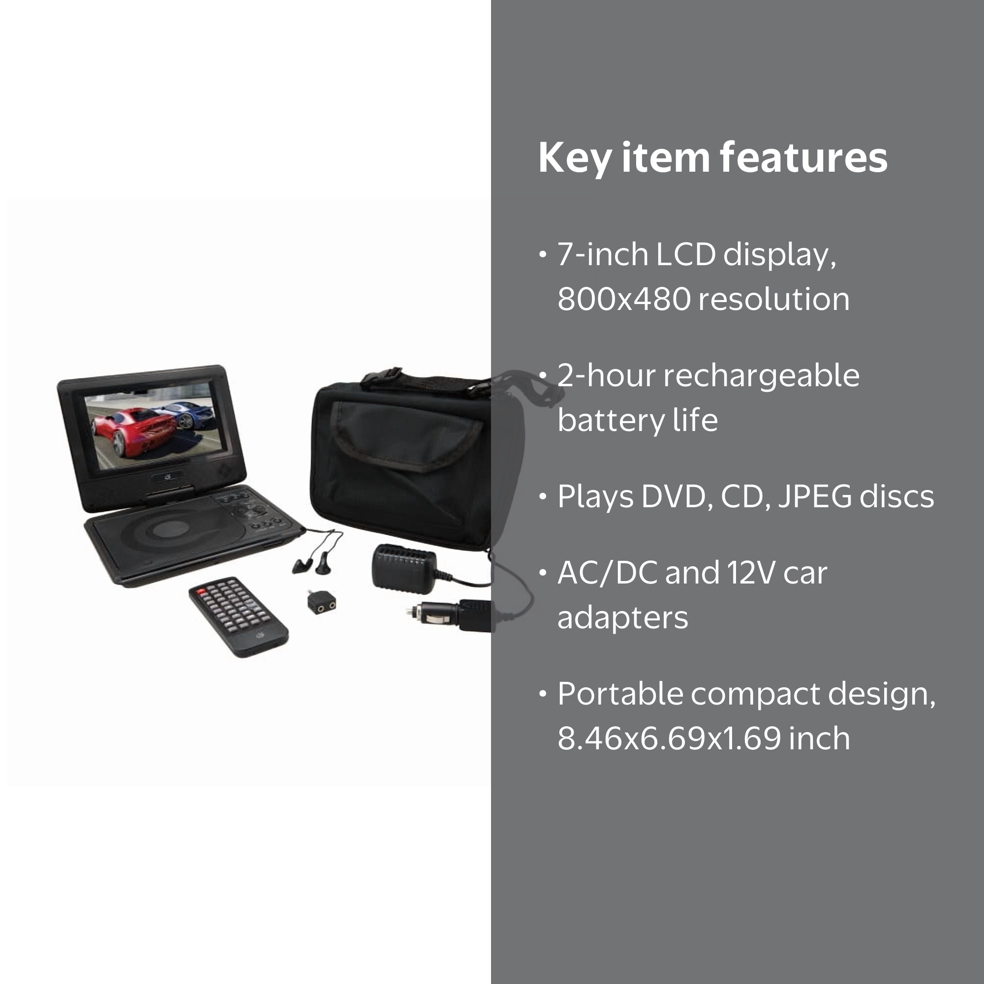 プレーヤー Portable DVD GPX 7-Inch Portable DVD Player with Swivel Screen and Carrying