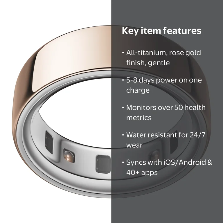 Oura Ring 4, Rose Gold, Size 6, Smart Wearable, Sleep, Fitness
