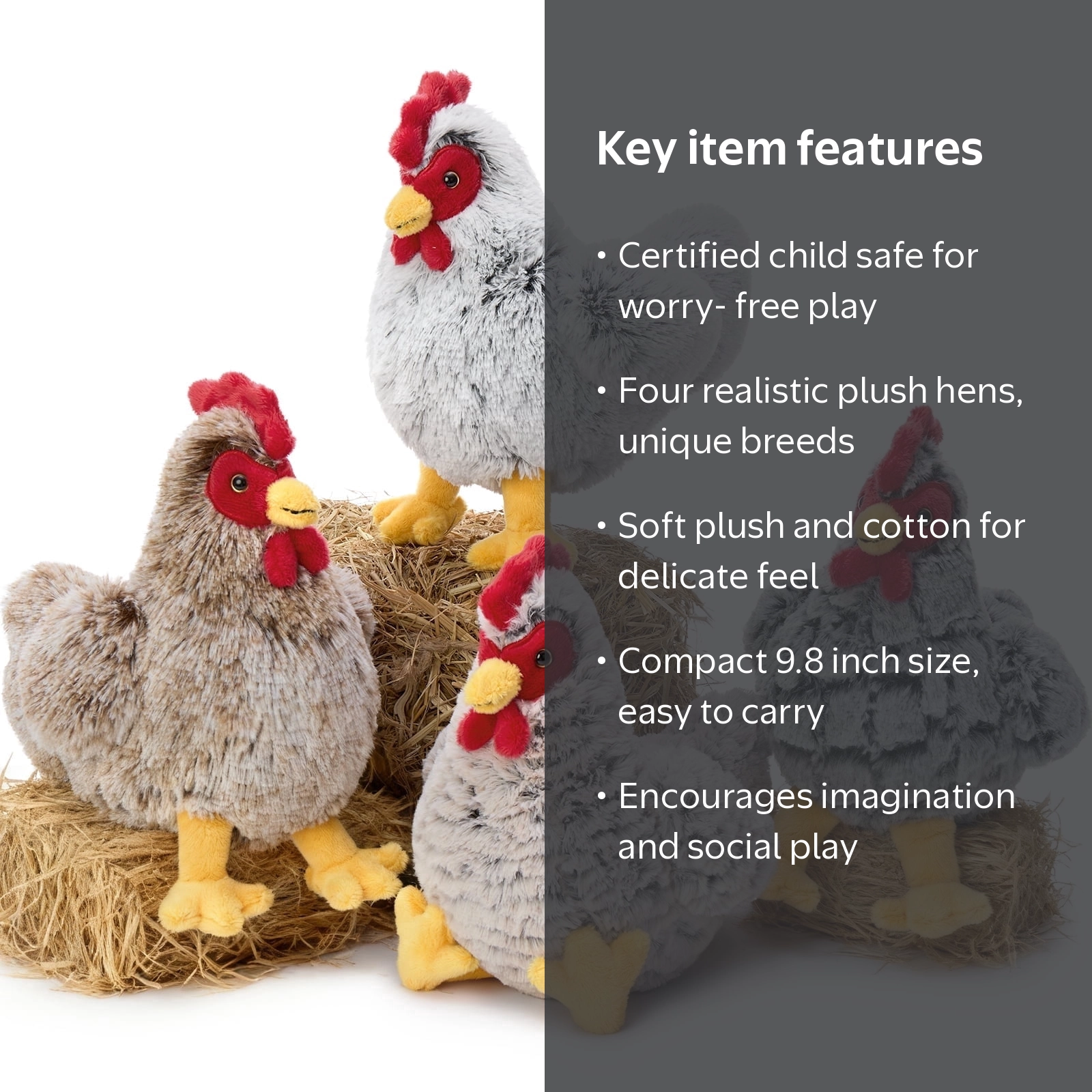 MorisMos 4 Pack Weighted Chicken Stuffed Animals 9.8