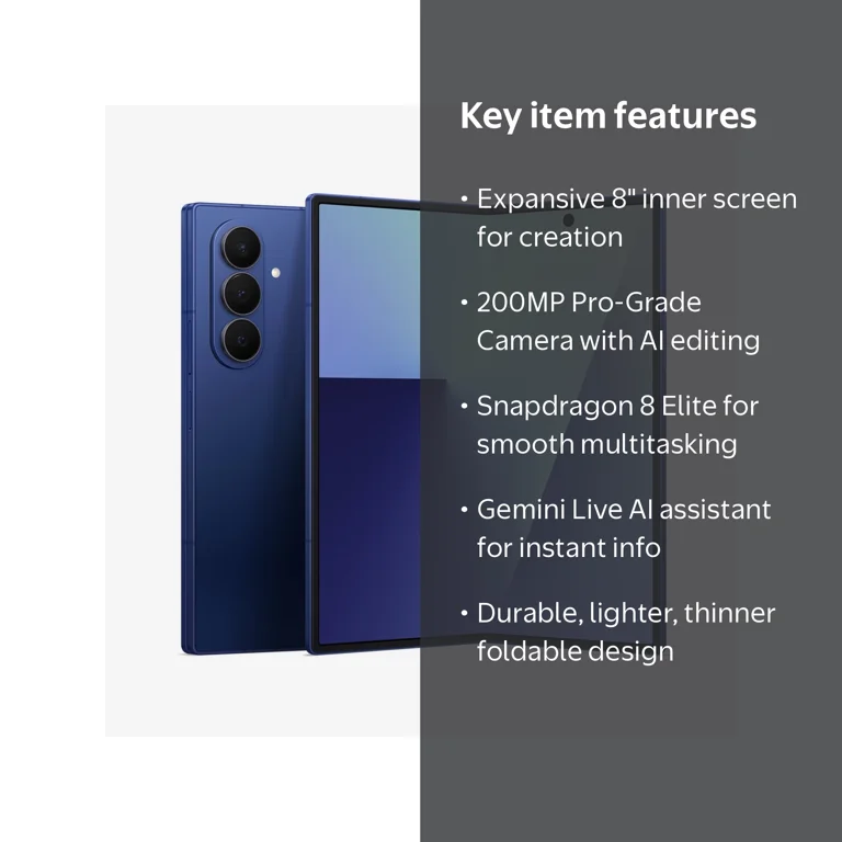Samsung, Smartphone, Galaxy Z Fold7 256GB, Blue Shadow - Walmart.com