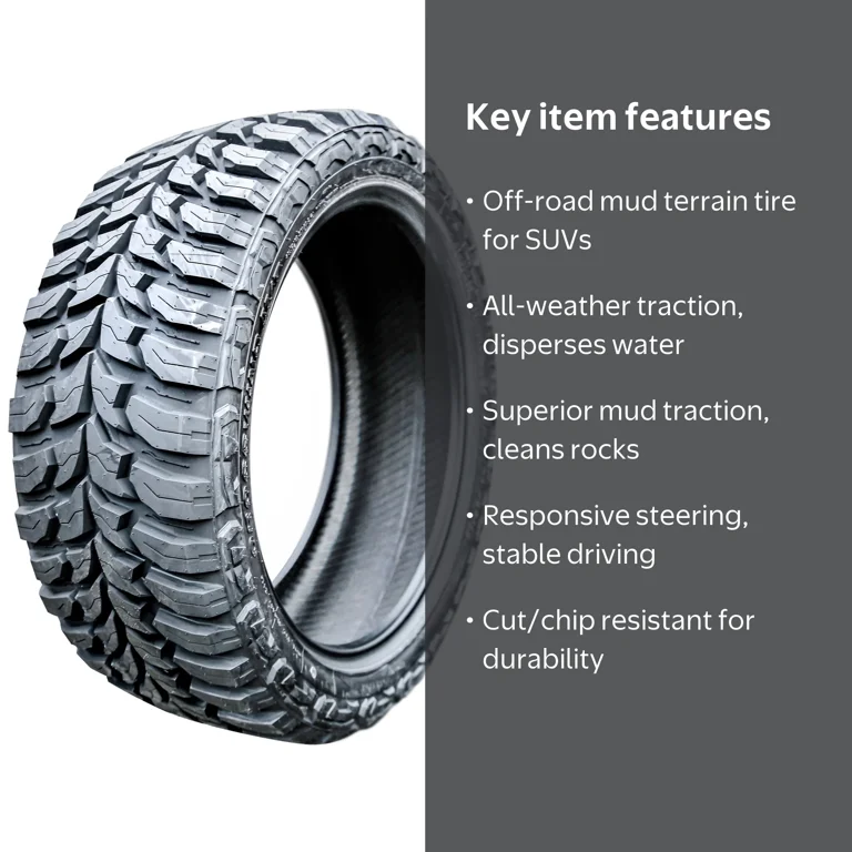 Crosswind All-Season Mud Terrain Tire, M/T LT 37X13.50R24 Load E