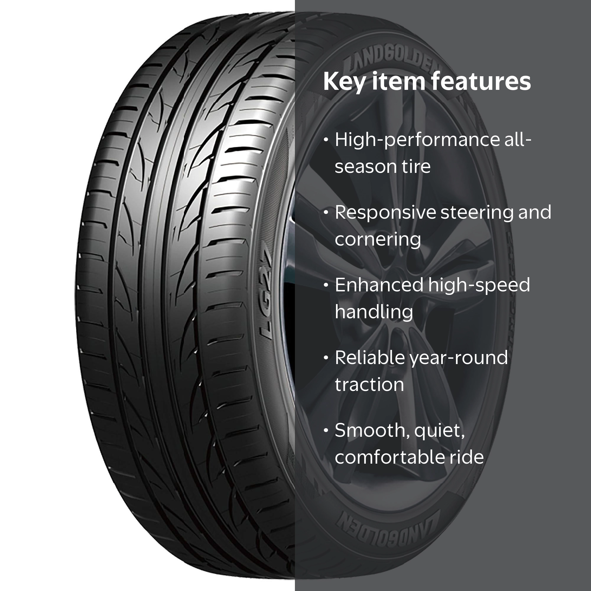 Landgolden, Passenger Tire, 215/45ZR18, All-Season, Black