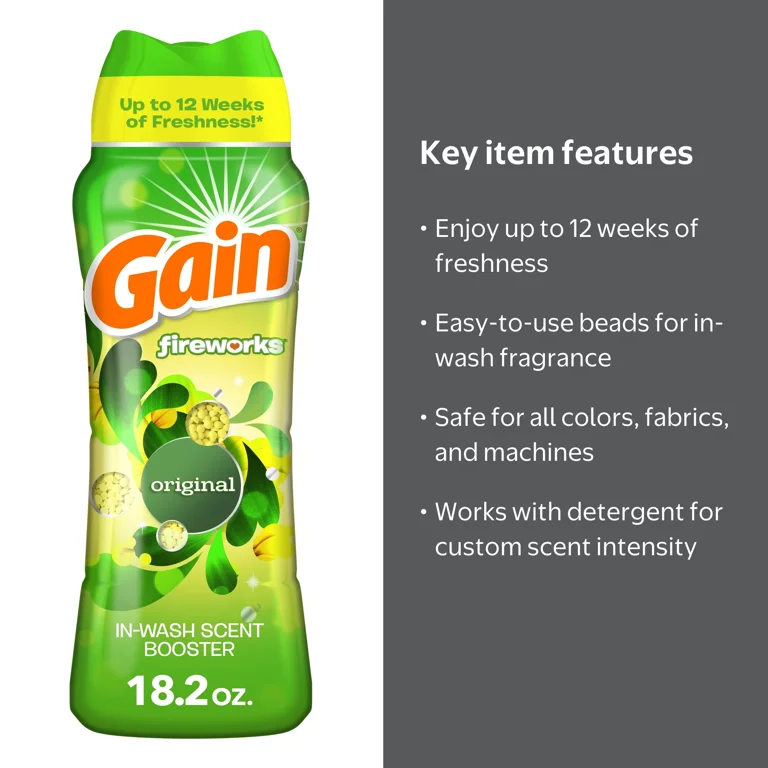 Gain Fireworks Laundry Scent Booster Beads, Original Scent, 18.2
