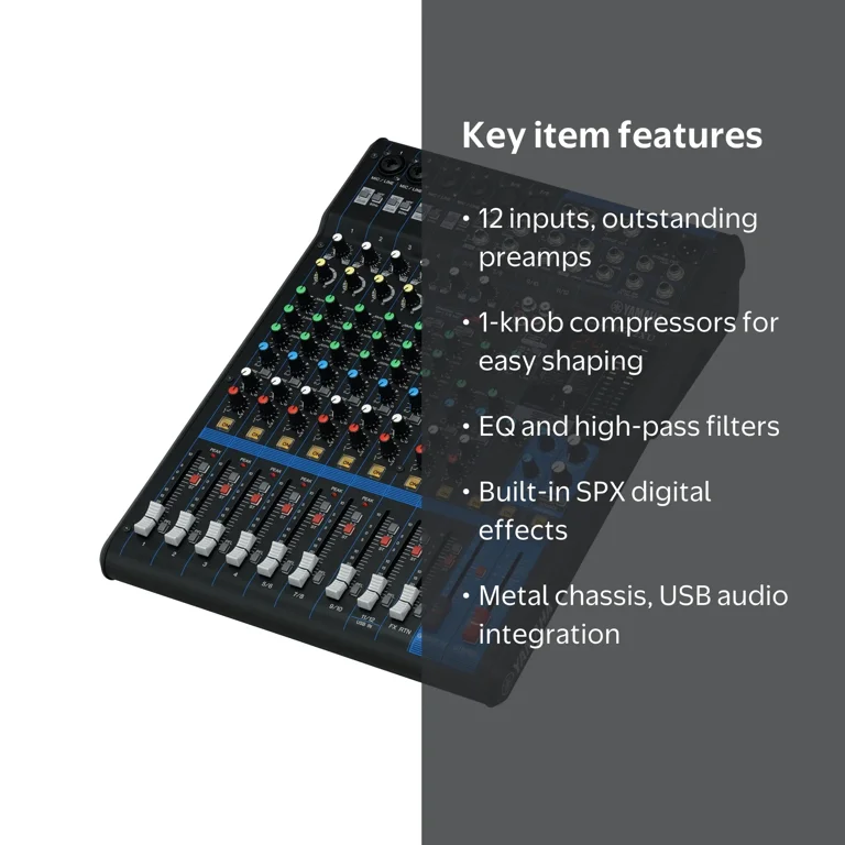 Yamaha MG12XU - 12-Channel Analog Mixer with D-PRE Preamp, DJ