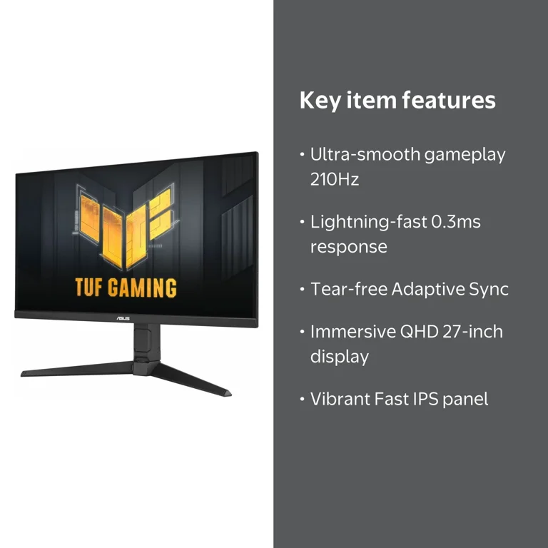 ASUS TUF VG27AQL5A 27 Inch WQHD Gaming Monitor, Fast IPS, Adaptive