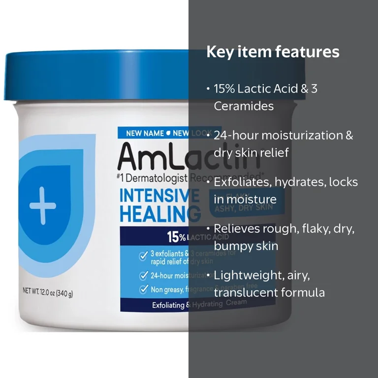 AmLactin Rapid Relief 15% Lactic Acid Skin Restoring Cream, Alpha