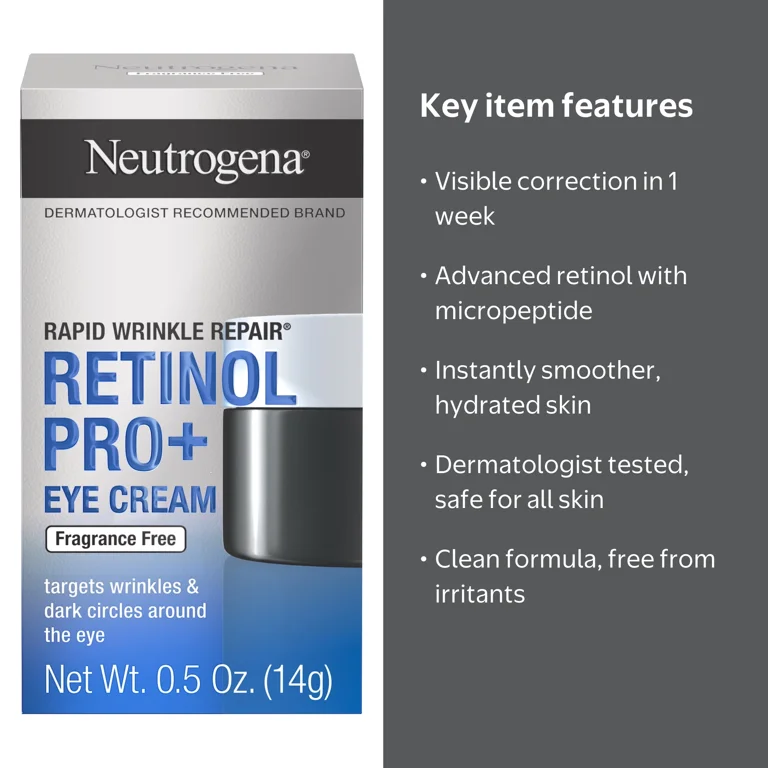 Neutrogena, Rapid Wrinkle Repair Retinol Pro+ Eye Cream, 0.5 oz