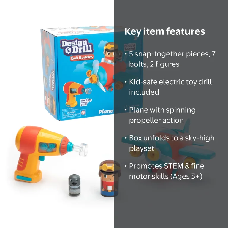 Educational Insights Design & Drill Bolt Buddies Plane Take Apart