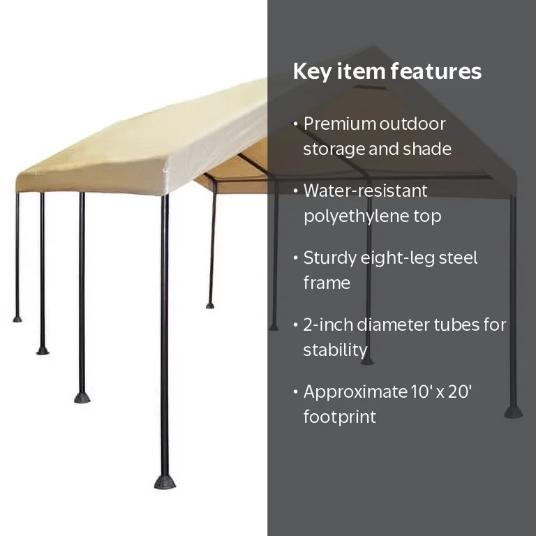 Caravan Global, Carport, 10' x 20', Mega Domain, Water-Resistant