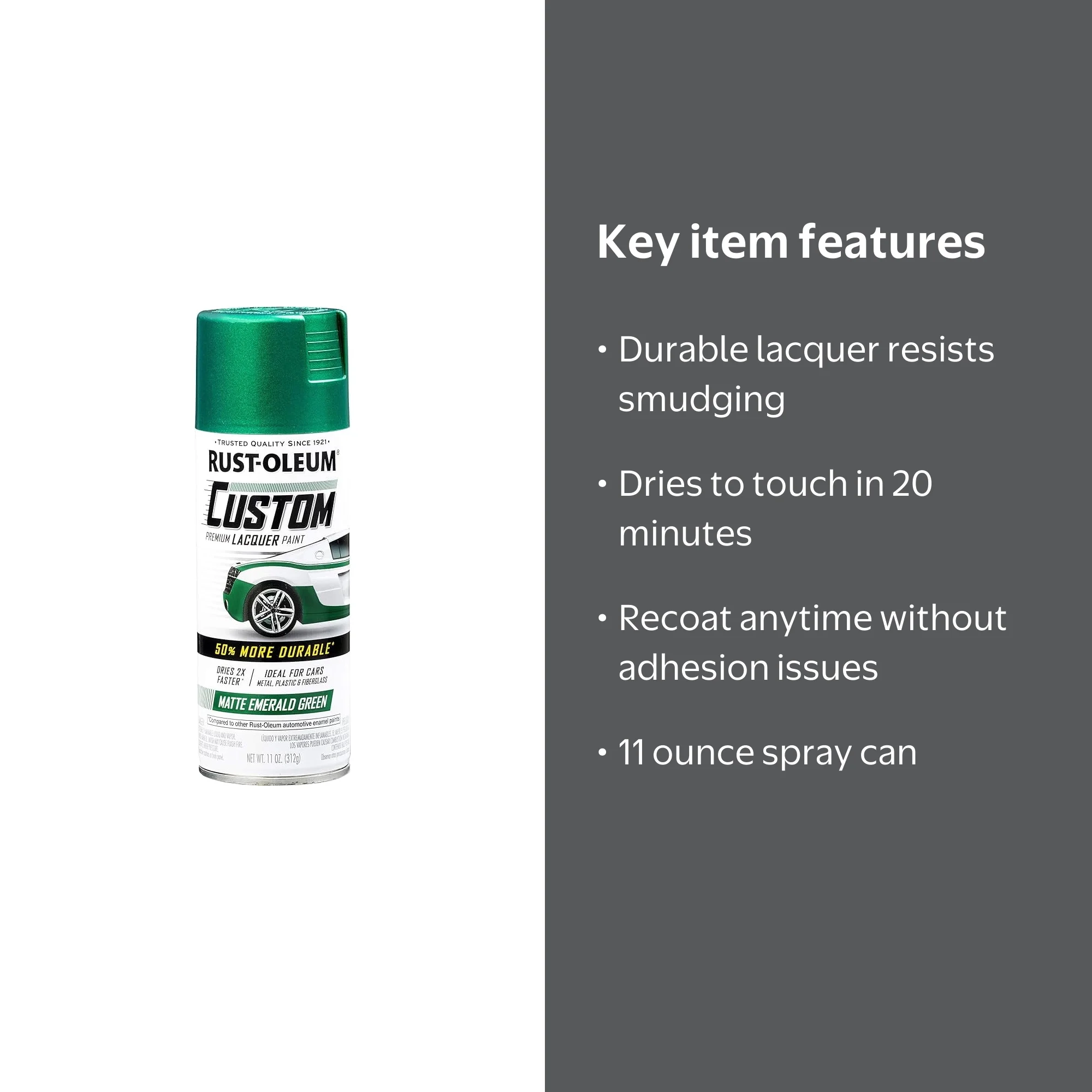 Rust-Oleum 323349 Automotive Custom Lacquer Spray Paint, 11 Oz