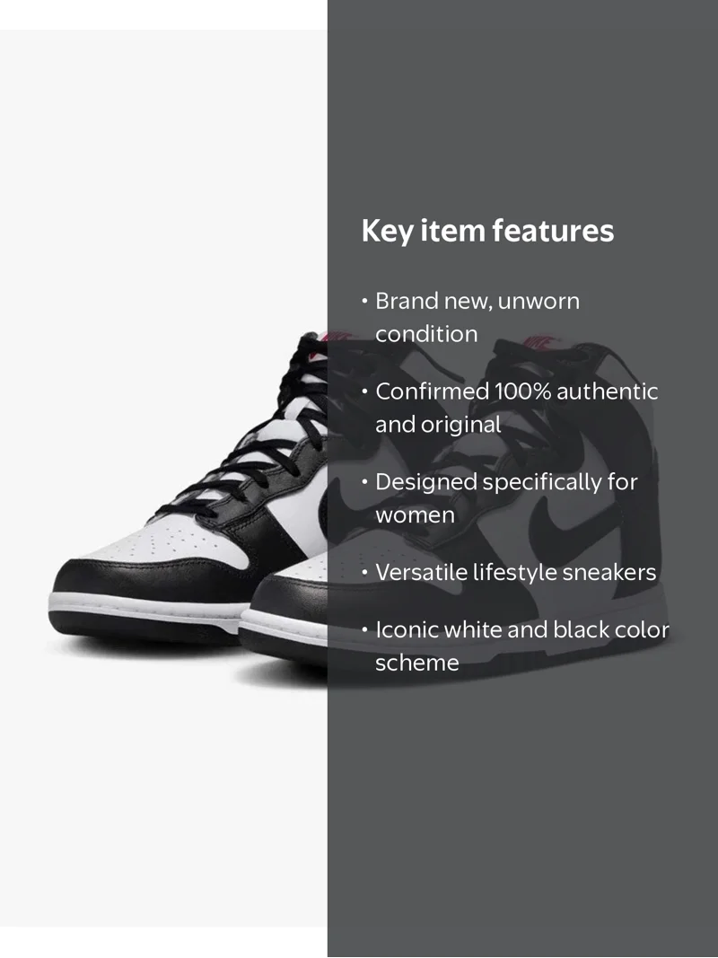 Nike, Dunk High Panda Women's Sneakers, DD1869-103, White Black