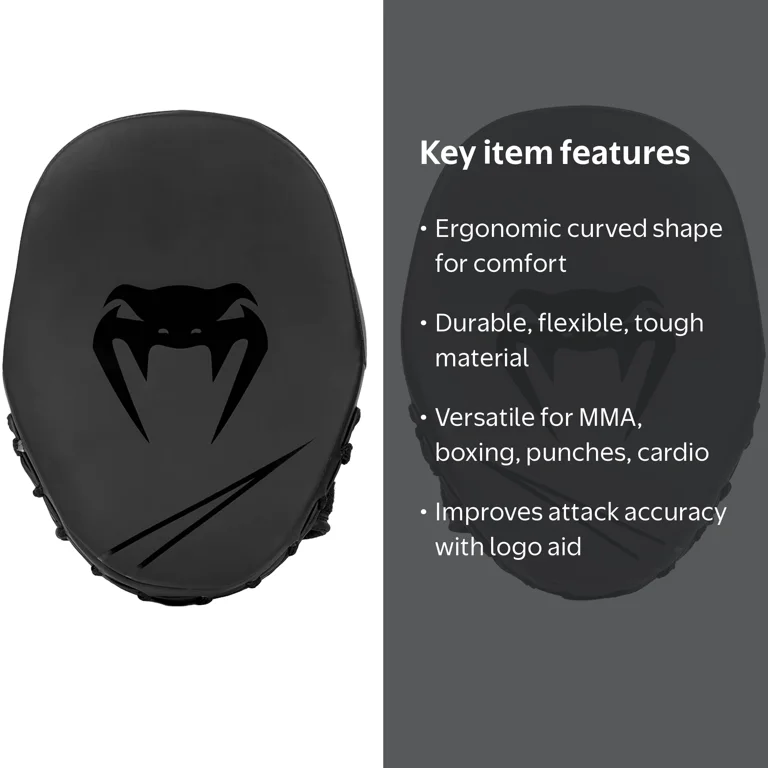 Venum ブラック キックミット Venum Classic Curved Punching Mitts for Boxing, MMA Muay Thai