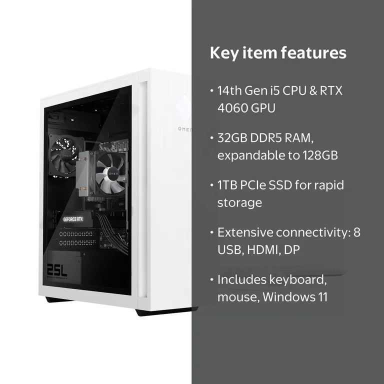 HP OMEN - 25L Gaming Desktop - Intel Core i5-14400F - 32GB DDR5