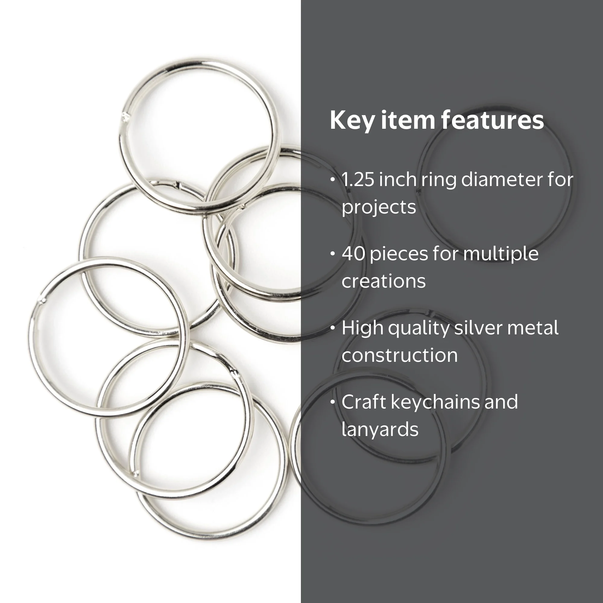 【美品】PRY シュウト Silver Mix Chain Ring サイズ1 Cousin DIY 1.25 inch Silver Split Rings – 40-Piece Metal Keychain