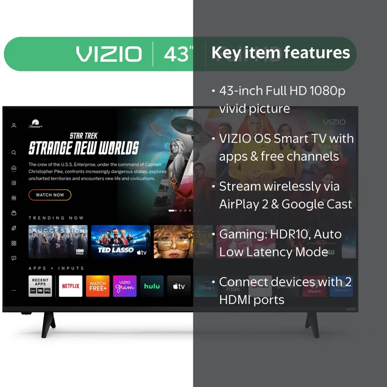 VIZIO 43 in Full HD 1080p LED Smart TV, VFD43M-08 - Walmart.com