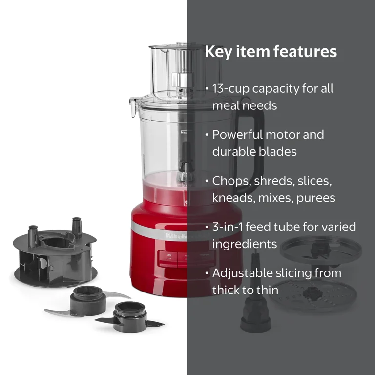 KitchenAid, 13-Cup Food Processor, KFP1318, Empire Red - Walmart.com