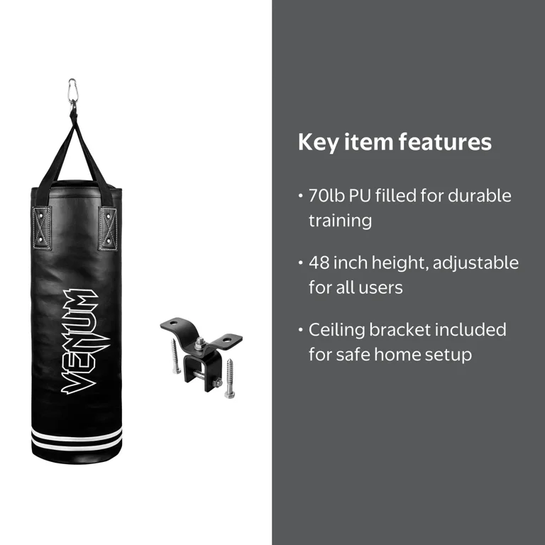 Venum Classic 70 lb Heavy Punching Bag Kit – Boxing & MMA Training