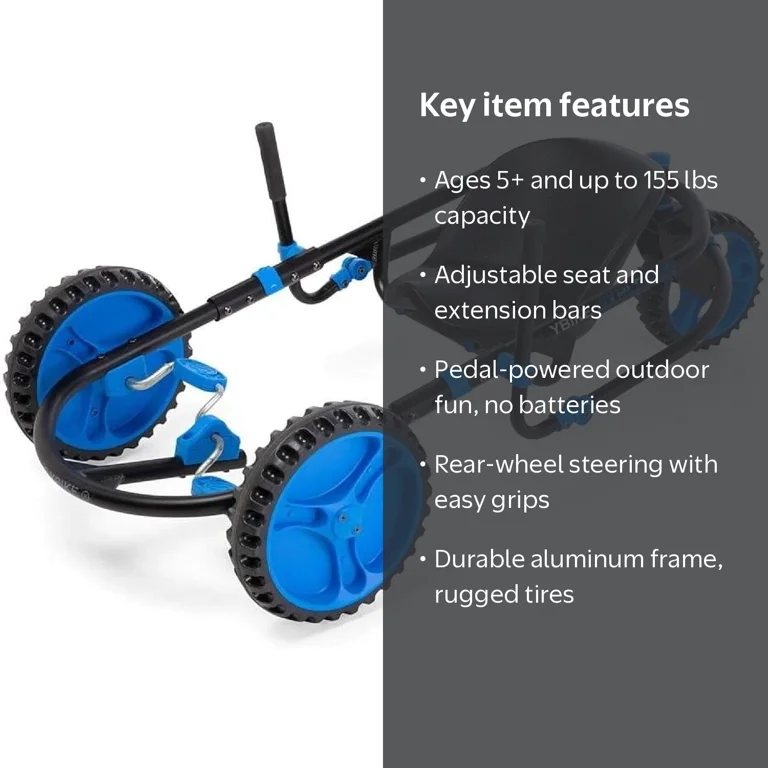 YBIKE, Explorer Pedal Car, Up to 155 lbs, Ages 5 & up, Blue