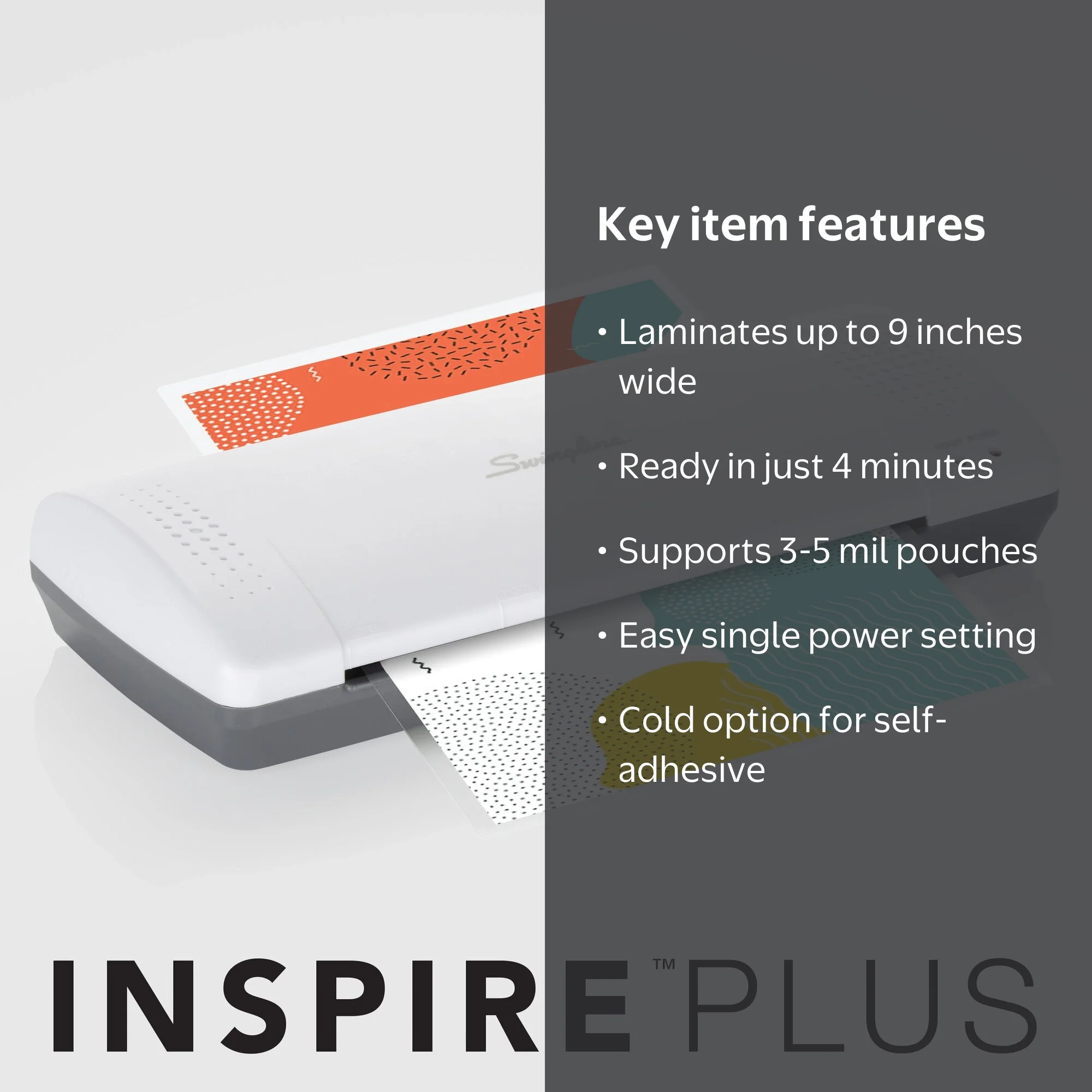 Swingline Inspire Plus Thermal Pouch Laminator, 9