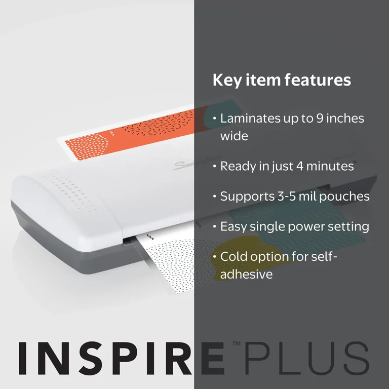 Swingline Inspire Plus Thermal Pouch Laminator, 9